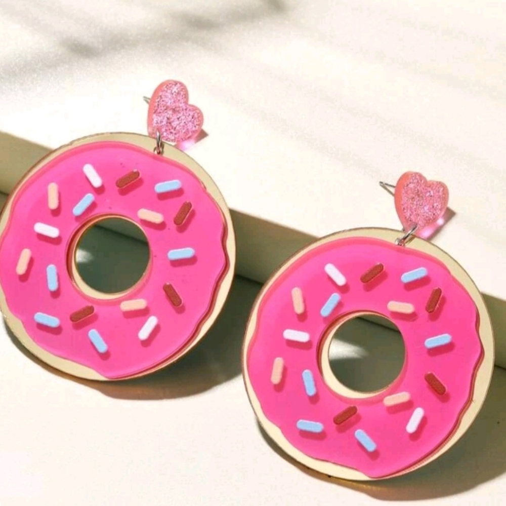 Handmade Resin Donut Dangle Earrings